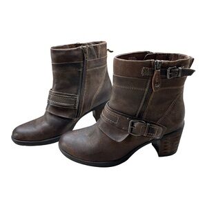 Earth Women’s Boots Shoes Montana Sandstone Zipper Heels Leather Brown Size 9 B